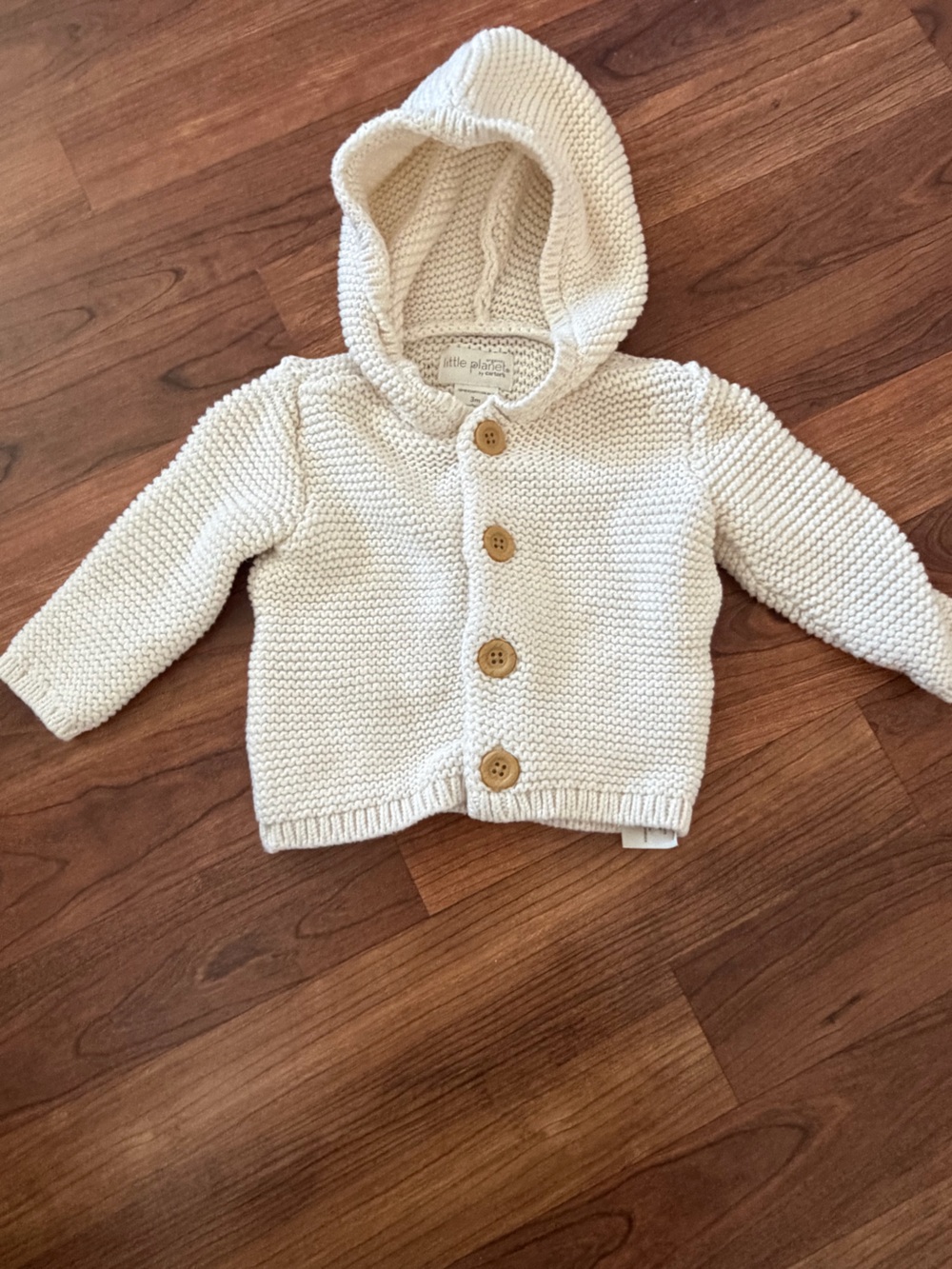 Little Planet Cream Knit Hooded Baby Cardigan
